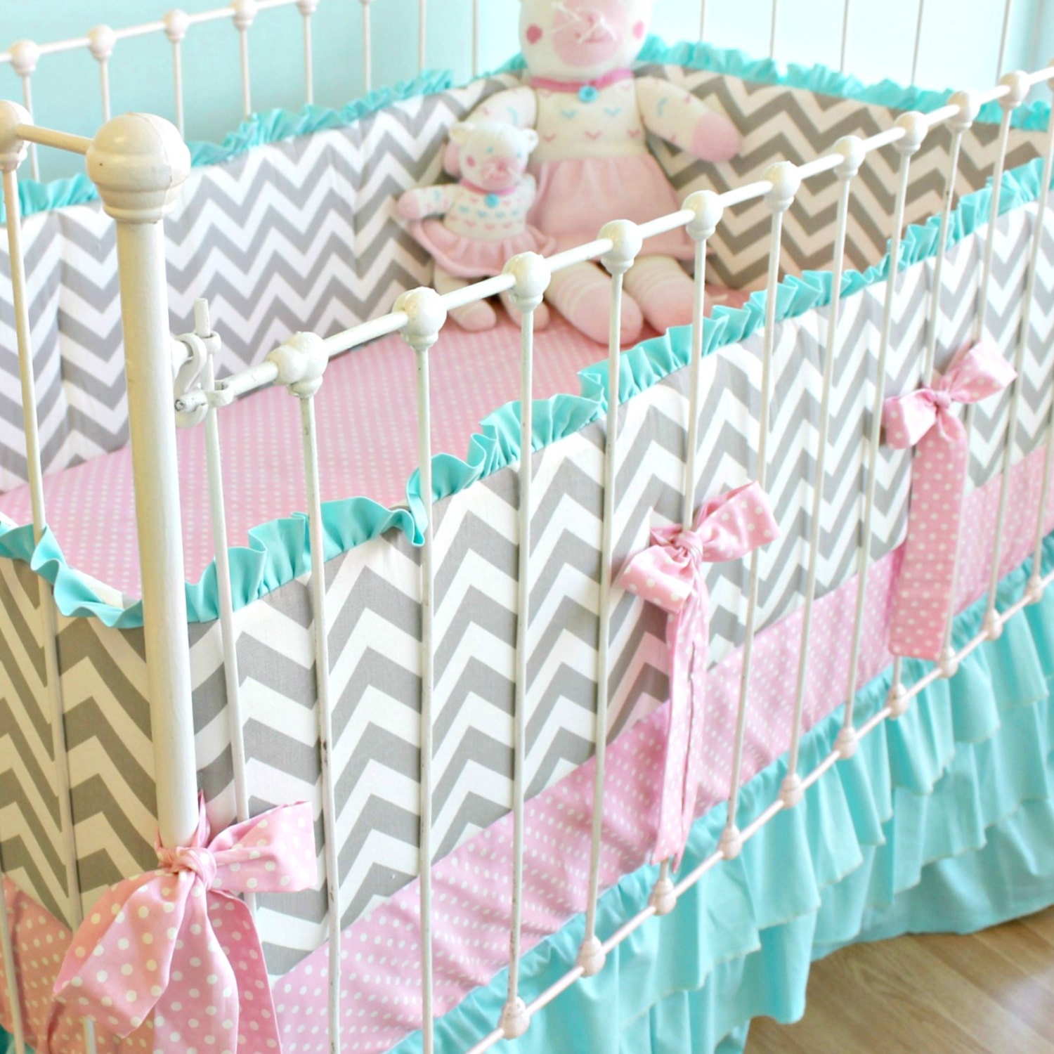 Candy Chevron Custom Crib bedding