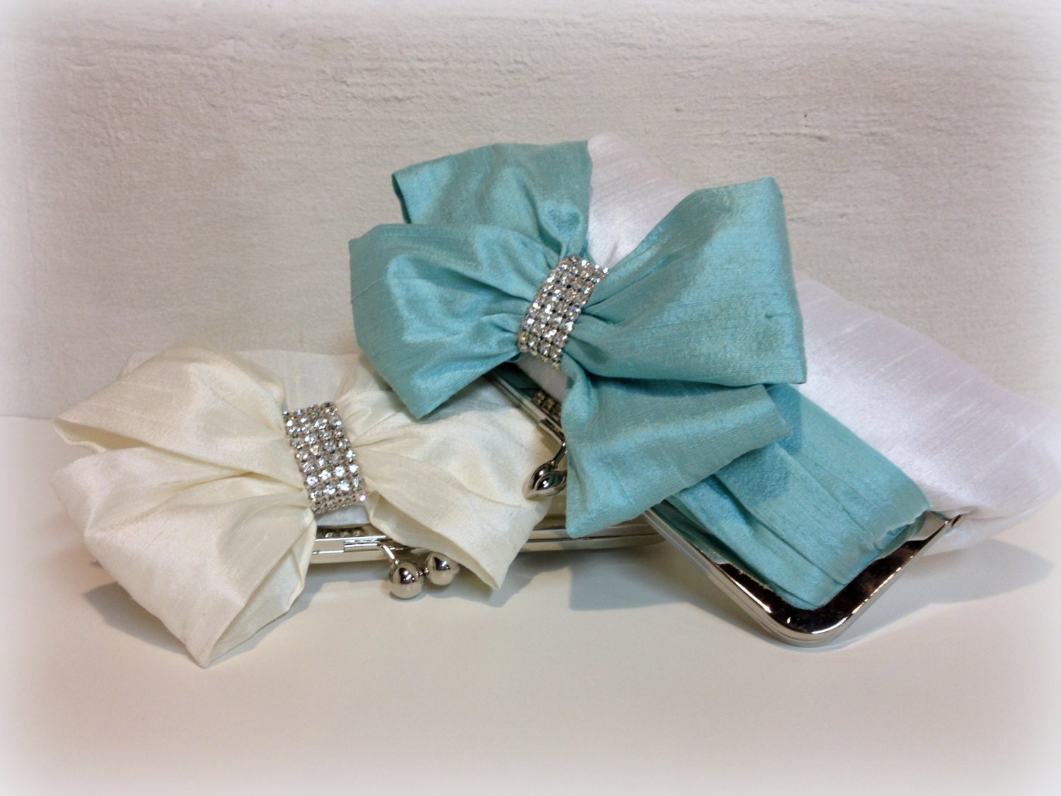 Glam'd Up Pretty- Bridal Bow Clutch with Rhinestones (Choose Your Color) Wedding purse