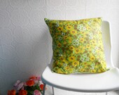 Cushion - Pillow Cover in Green Floral Vintage Floral Retro Fabric