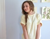 Vintage Creme Short Sleeve Spring Sweater - Size M