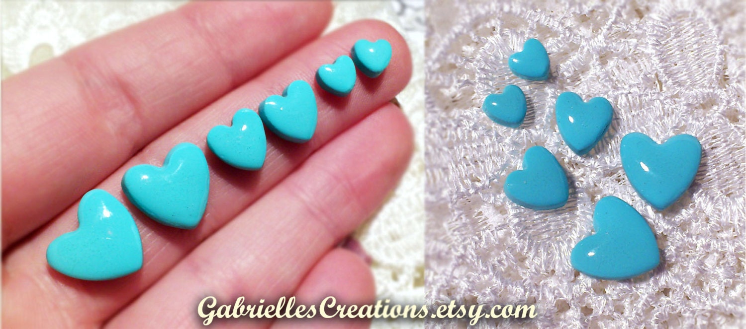 Tiffany Blue Heart Stud Earrings - Elegant - Gift for Her - Polymer Clay & Resin Jewelry - Cute Earrings - Romantic - Heart - Blue