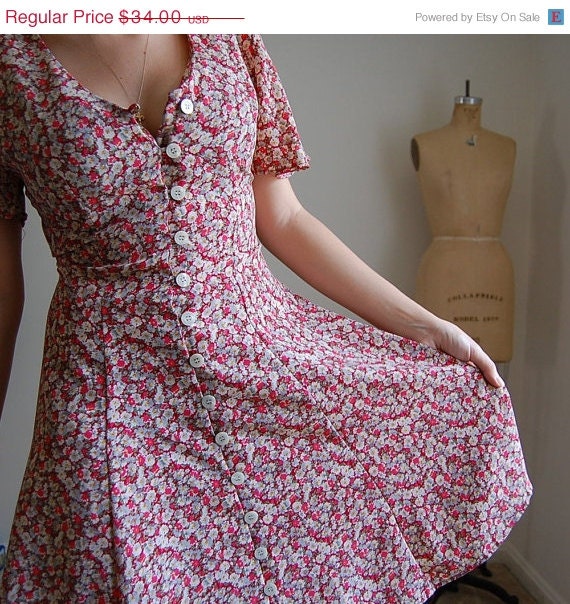 25 % OFF SALE 1980s floral corset back mini dress S