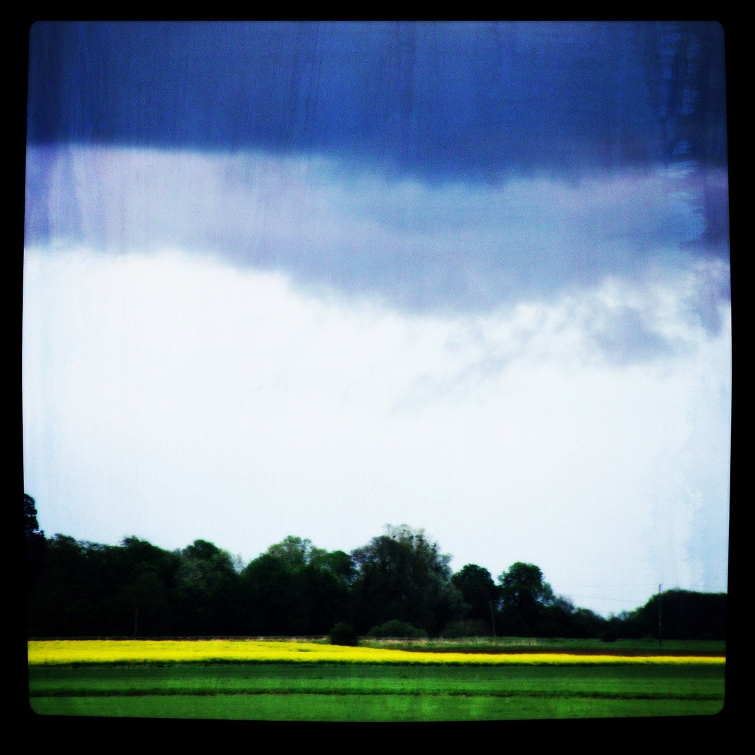 Dreamy Vibrant Landscape Photograph Square 6x6 Print Blue Yellow Dreamy...