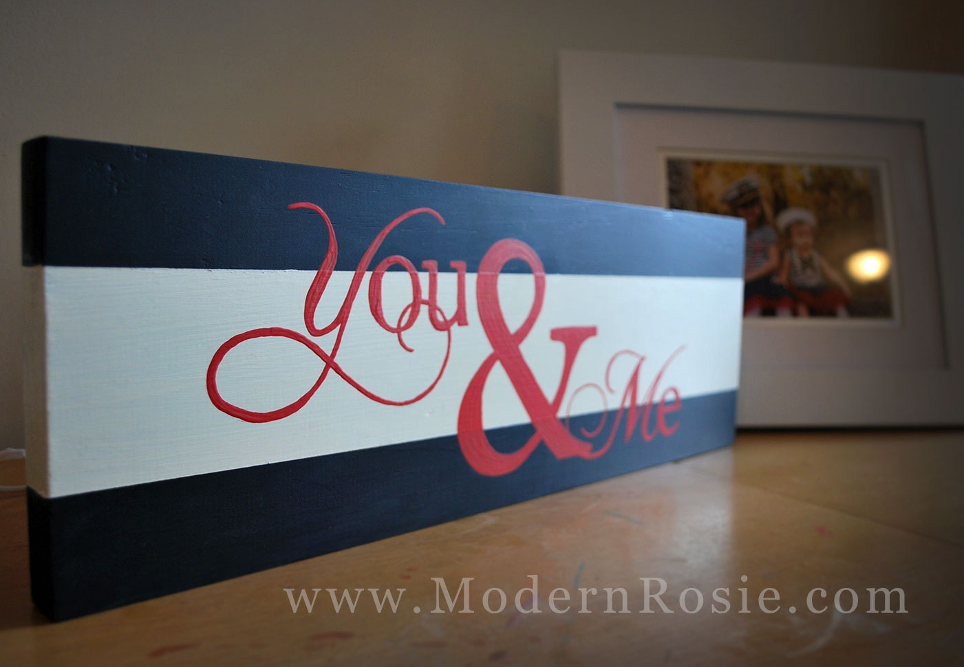 Nautical Stripe You & Me - Wooden Sign