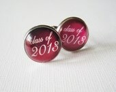 Graduation Cuff Links Ruby Red - Class of 2013 Grad Gift  Custom Cufflinks in Silver