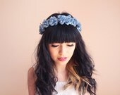 romantic pastel rose headband // blue - dainty, floral headpiece, nature inspired, vintage inspired, rustic rose, love.