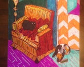 Colorful MARKER Drawing of a CAT and DOG