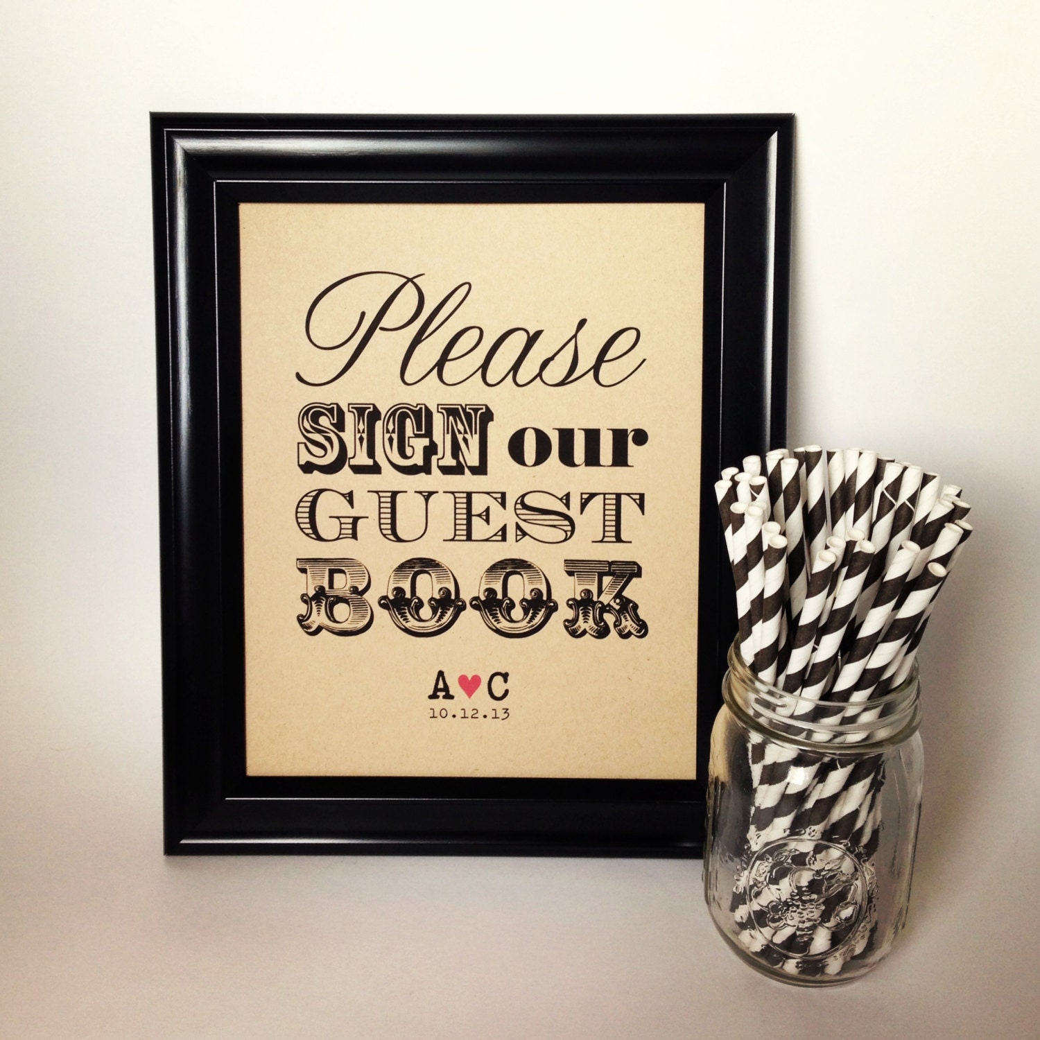 Wedding Guest Book Sign. Please Sign Our GuestBook. Rustic Wedding. Decoration. Kraft Paper. Personalized. 8x10