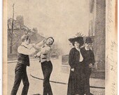 Proverb Two Dogs Quarrel Over a Bone Antique Postcard Old Humor Romance Greeting Card