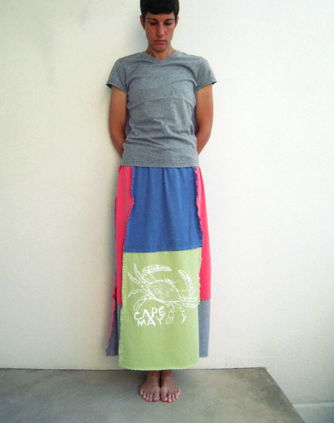 T Shirt Skirt / Blue Coral Pink Gray Lime Green / Cape May / Long / Straight / Spring / Summer / Cotton / Soft / ohzie