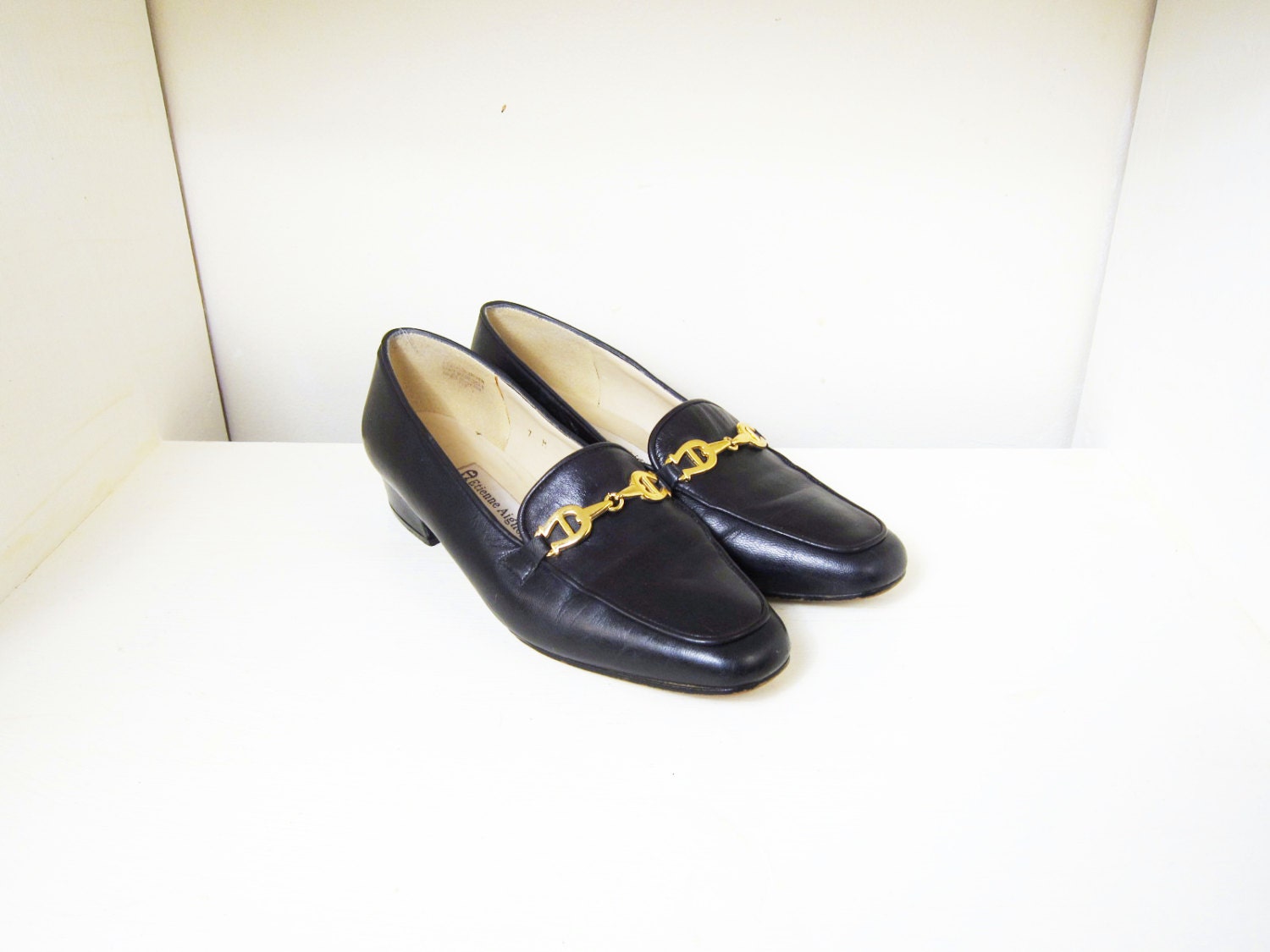 ETIENNE AIGNER . Indigo Blue Leather . Loafers . 1980s