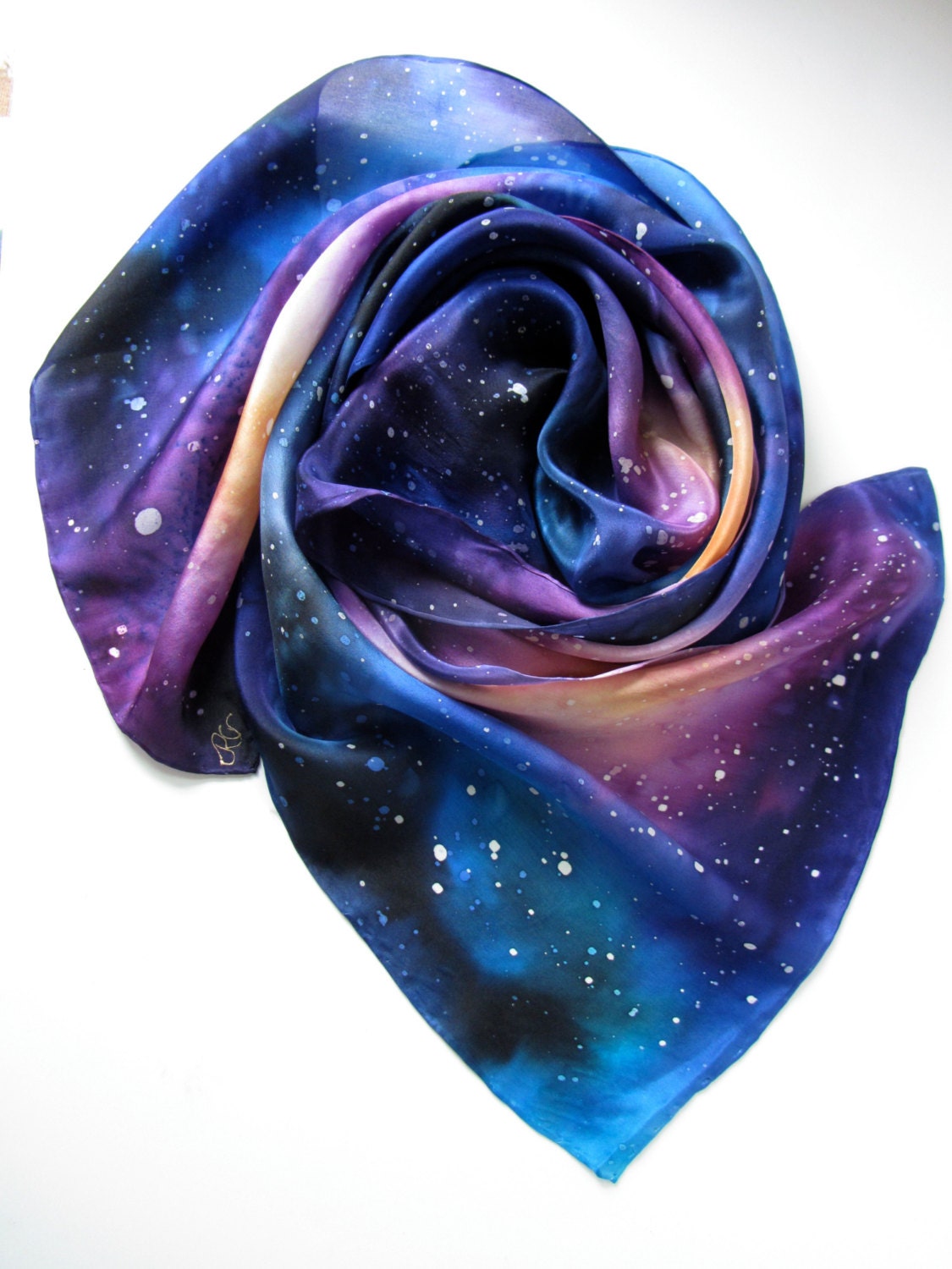 Silk Scarf, Hand Painted - Multicolored Galaxy Scarf v. XI - One-of-a-Kind Wearable Art - Ready to Ship
