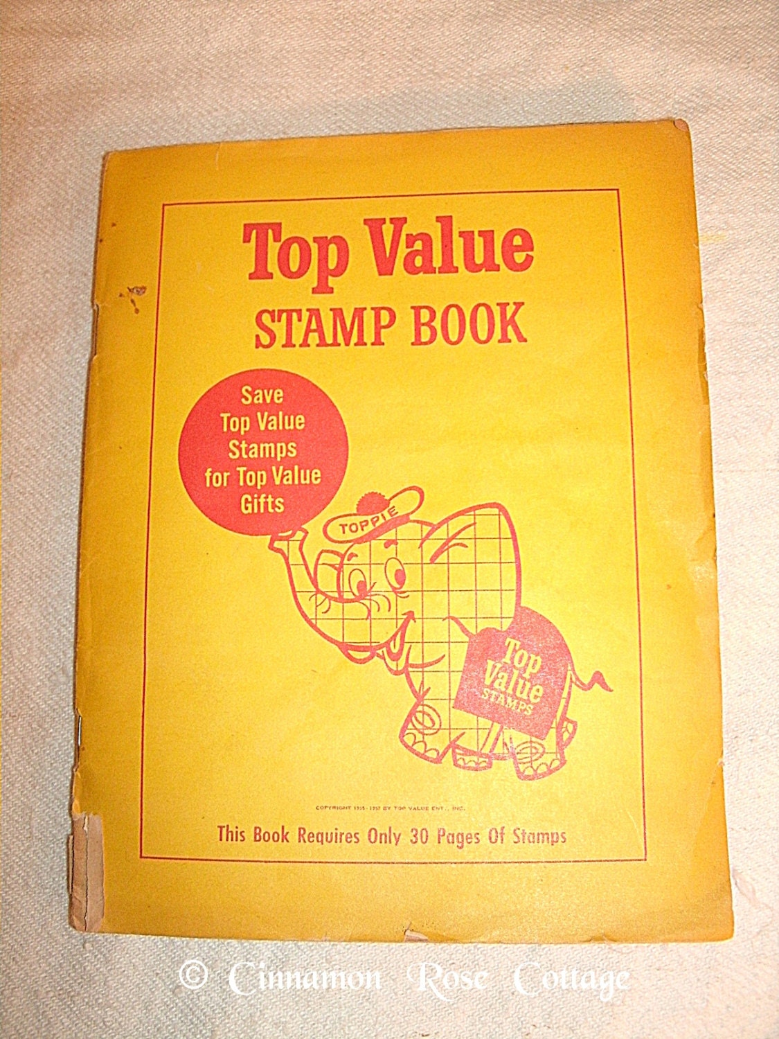 Vintage 1957 Top Value Stamp Book Filled Mixed Media Altered Art Supplies Scrapbook