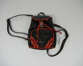 Vintage Mini Backpack, 90's, Tumblr, Goth, Punk, Black, Red, Vegan, Sporty, Cyber Punk