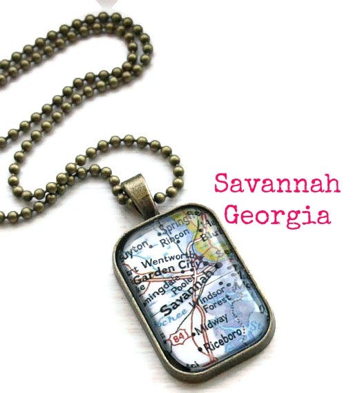 Savannah Georgia Map Necklace