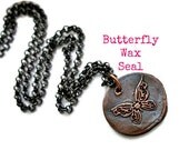 Butterfly Wax Seal Necklace Charm