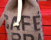 Recycled Burlap Coffee Sack Drawstring Duffel Bag Cafes Do Brasil