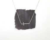 Sideways Cross Silver Necklace