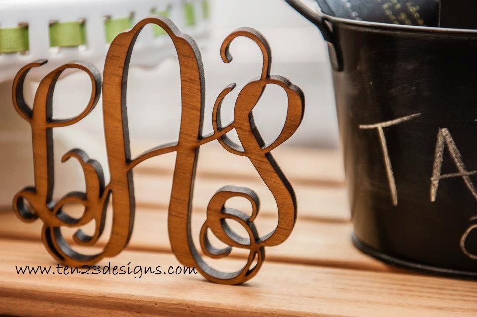 Personalized 4" Wooden Interlocking Monogram Cut Out - UNPAINTED