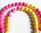 Pink and Yellow bubble bead Necklace and Earrings
