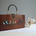 60s vintage Enid Collins box bag purse ... For the Birds, hand-painted wood & leather