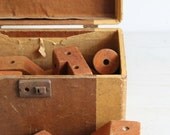 vintage box of blocks, wooden / toy