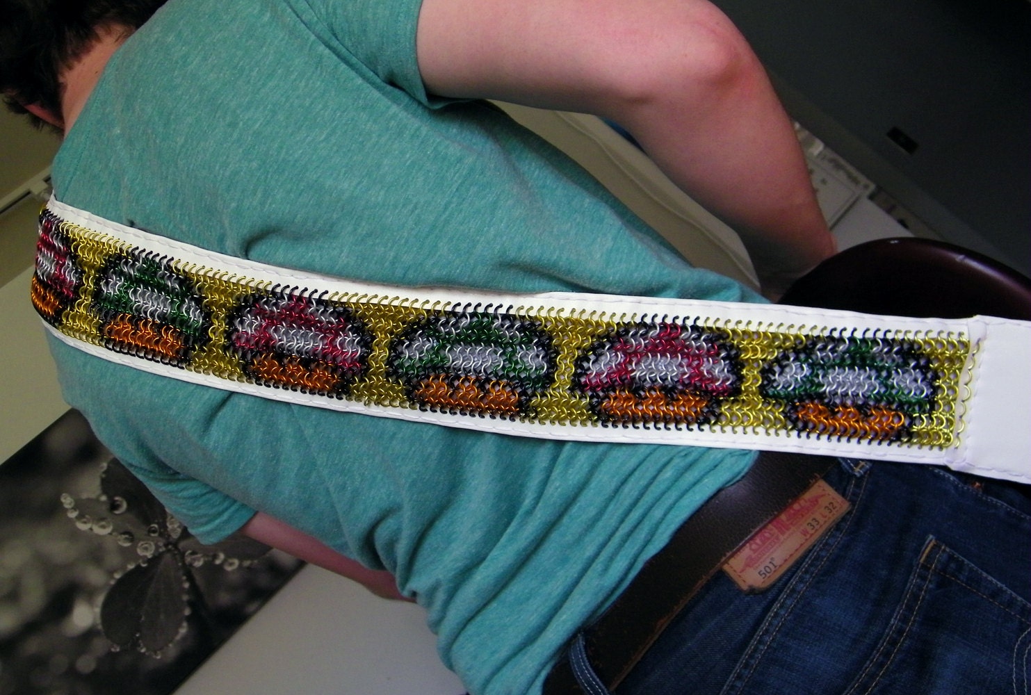 Chainmaille Guitar Strap - Mushroom Power Design