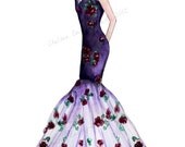 Zac Posen Pre-Fall 2012 Fashion Illustration, watercolor fashion sketch art print
