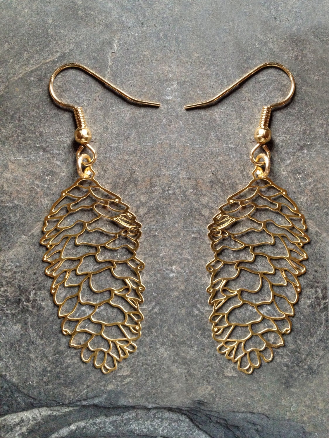 Pine Cone Earrings Gold Plated