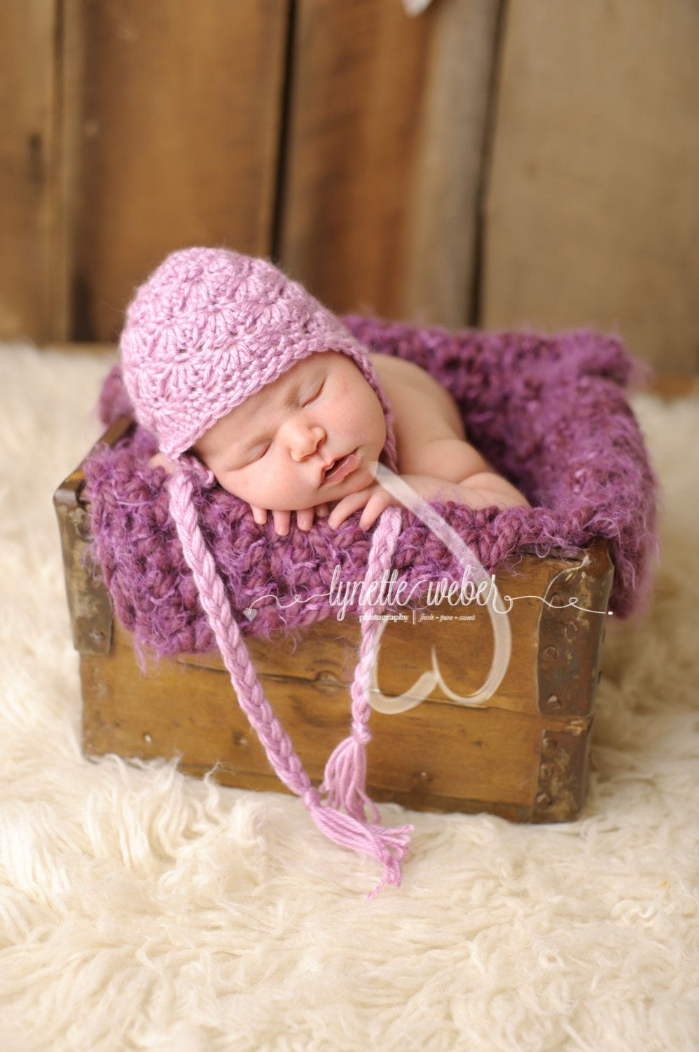 Newborn Photo Prop, Baby Girl Hat, Photography Prop, Purple Hat, Spring Hat, Crochet Shell Hat, Picture Props, Vintage Style Baby Hat