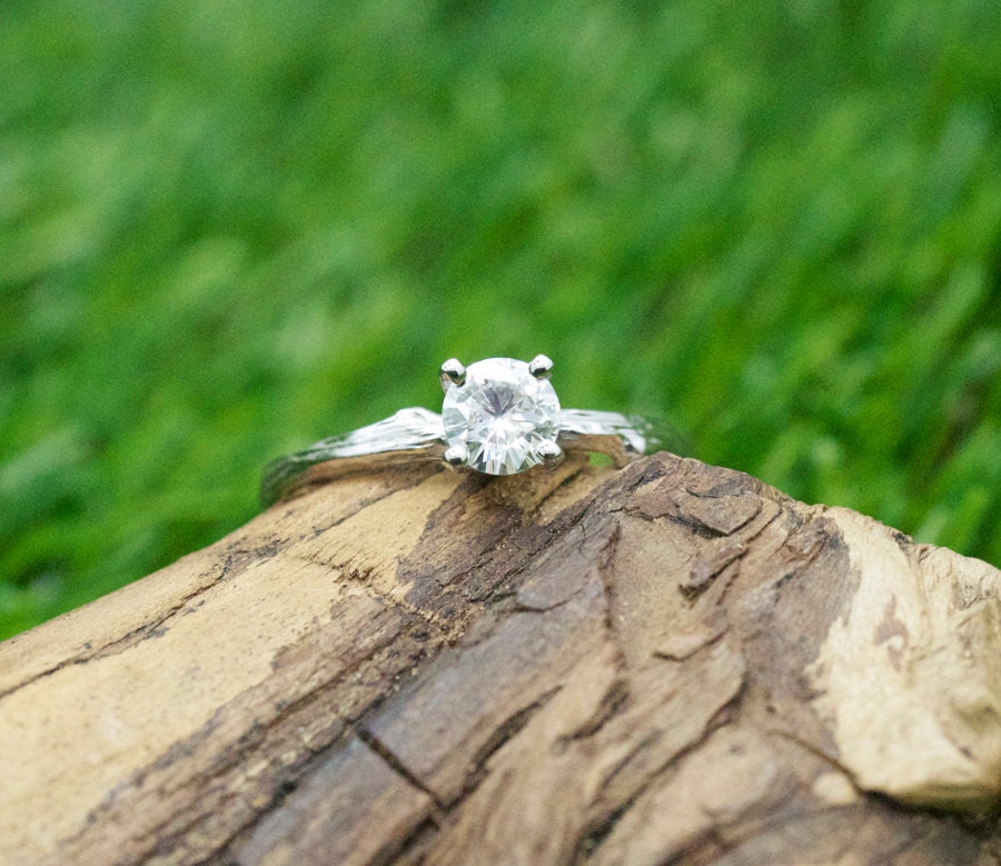 White Sapphire twig engagement ring
