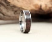 Size 8.5 - Titanium and Jamaican Blue Mahoe Wood Ring Titanium Ring