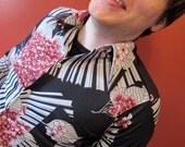 shirt MENS 1970s floral stripe DISCO M
