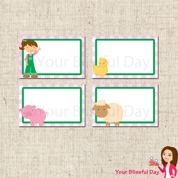 PRINTABLE Girl Barnyard Bash Label Tents Il_570xn