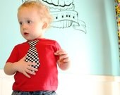 Size 2 Rockabilly / Punk Rock Tie Shirt. Black and White Checkered Tie, toddler tee for Rocker / Greaser toddler or baby boy clothes