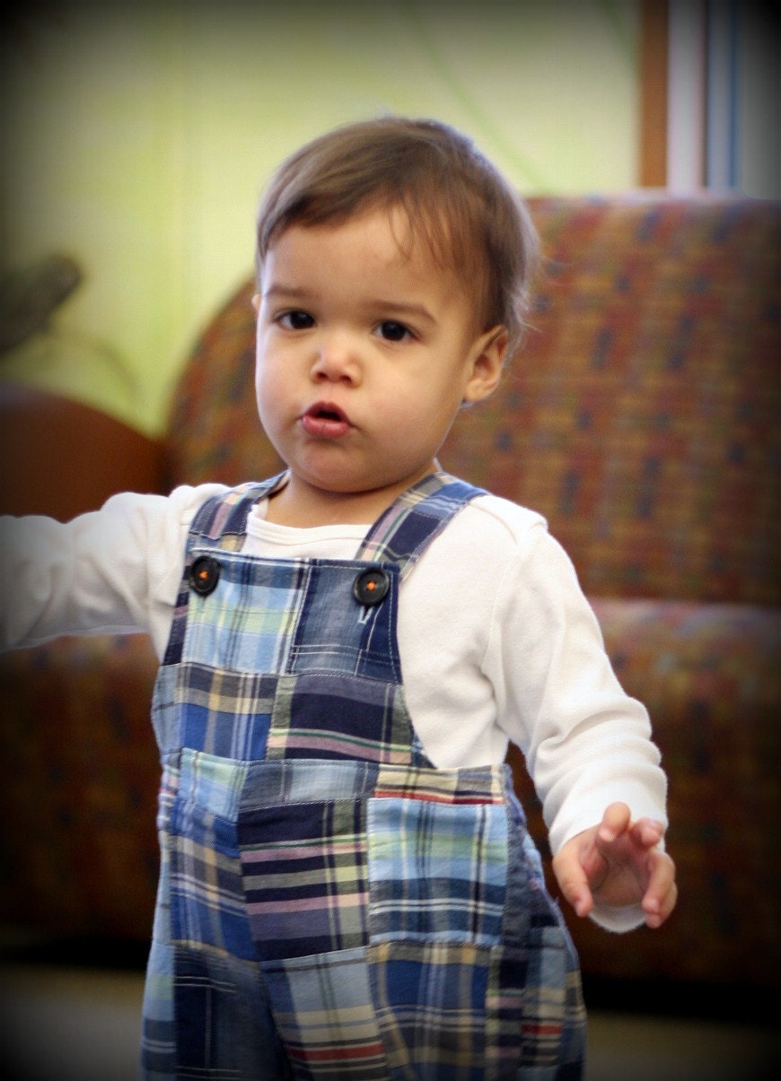 Sky Blue Madras Plaid Patchwork - A Good Day OVERALLs