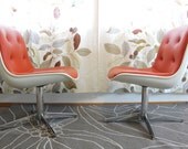 Rare Orange Steelcase 451-320 Vinyl Office Chairs-Set