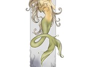 mermaid art - tattoo- art nouveau- original artwork print on watercolor paper