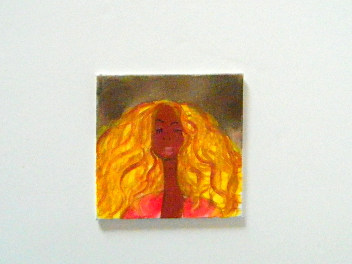 Mini Art Painting, Collectible Art Portrait, Mini Art Easel