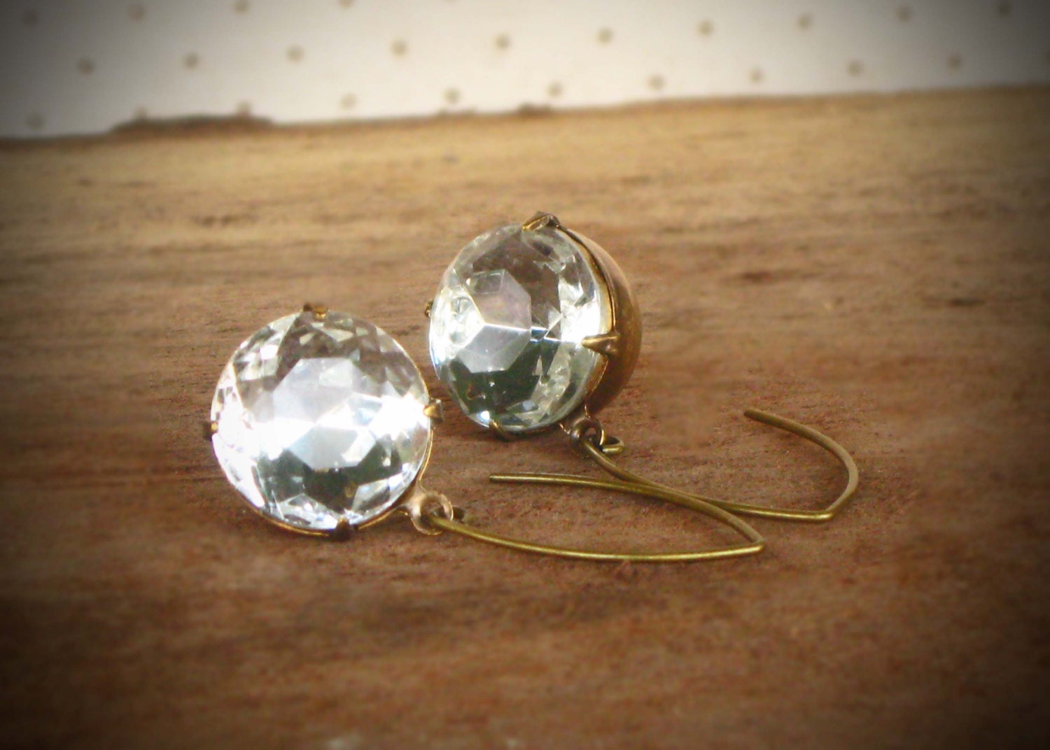 Crystal Solitaire Drop Earrings, Rhinestone, Bride, Round, Diamond