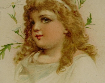 Unused French Antique Postcard - Little Girl