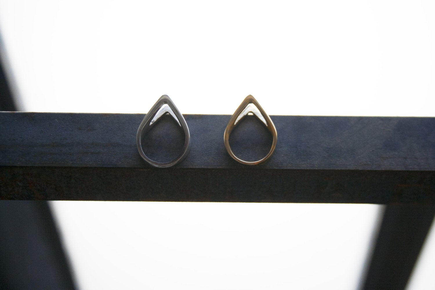 Modern Ring, Teardrop Ring, Esoteric, Minimalist -- Twin Peaks Ring in Brass or White Brass