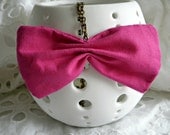 Hot pink Bow necklace Bow tie necklace -  pink fabric bow pendant with chain Graduation gift