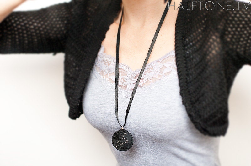 Leo Astrology Pendant - Stitched Needlework Constellation Necklace