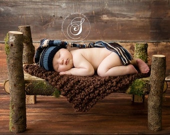 Knit Newborn Stocking Hat, Organic Baby Hat, Newborn Photography Prop, Elvin Baby Hat