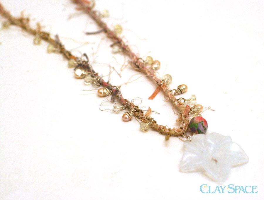 Hand Carved Quartz Flower Pendant - Ueno Park
