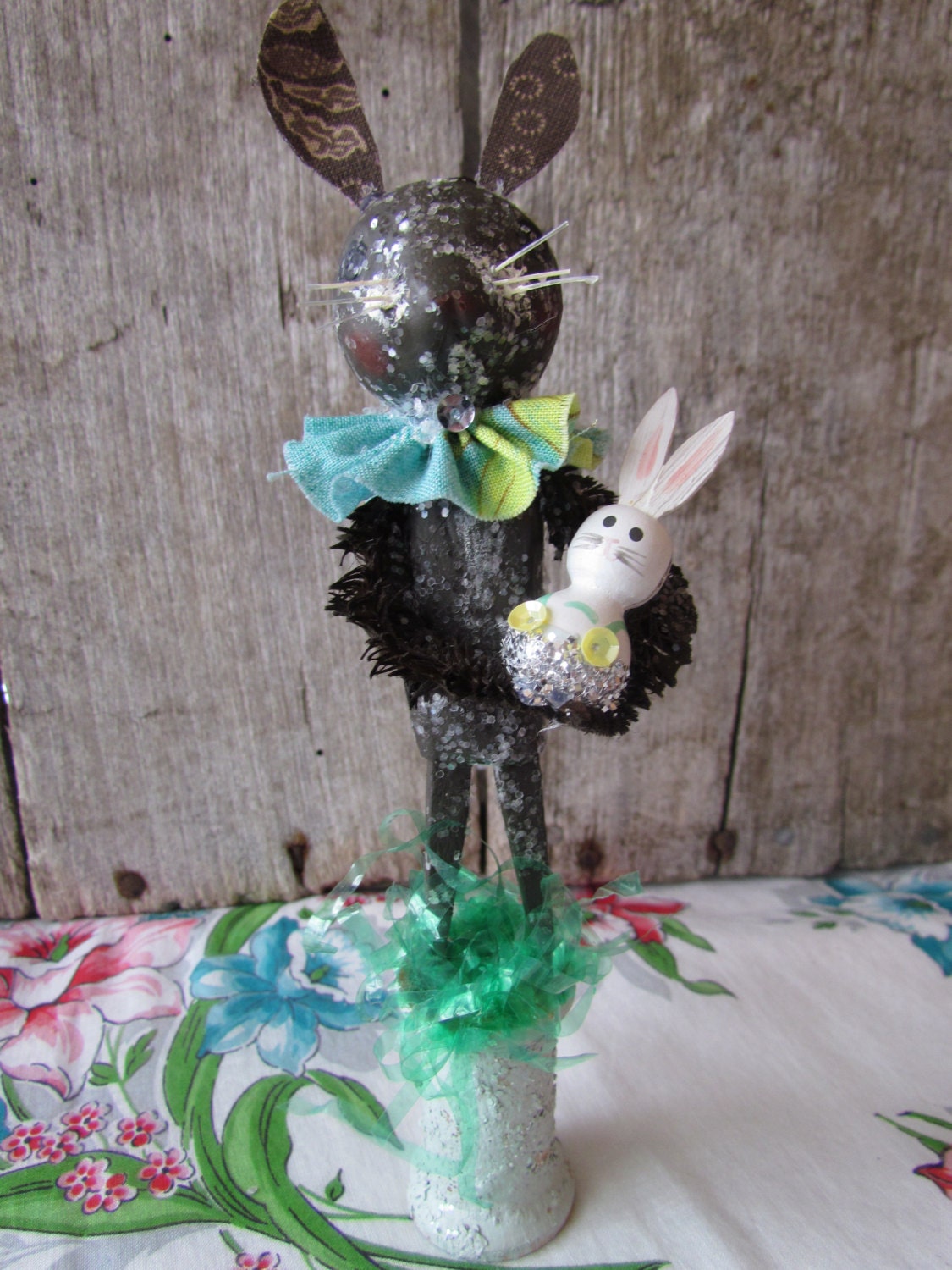 Primitive Folk Art Chocolate Spring Easter Bunny