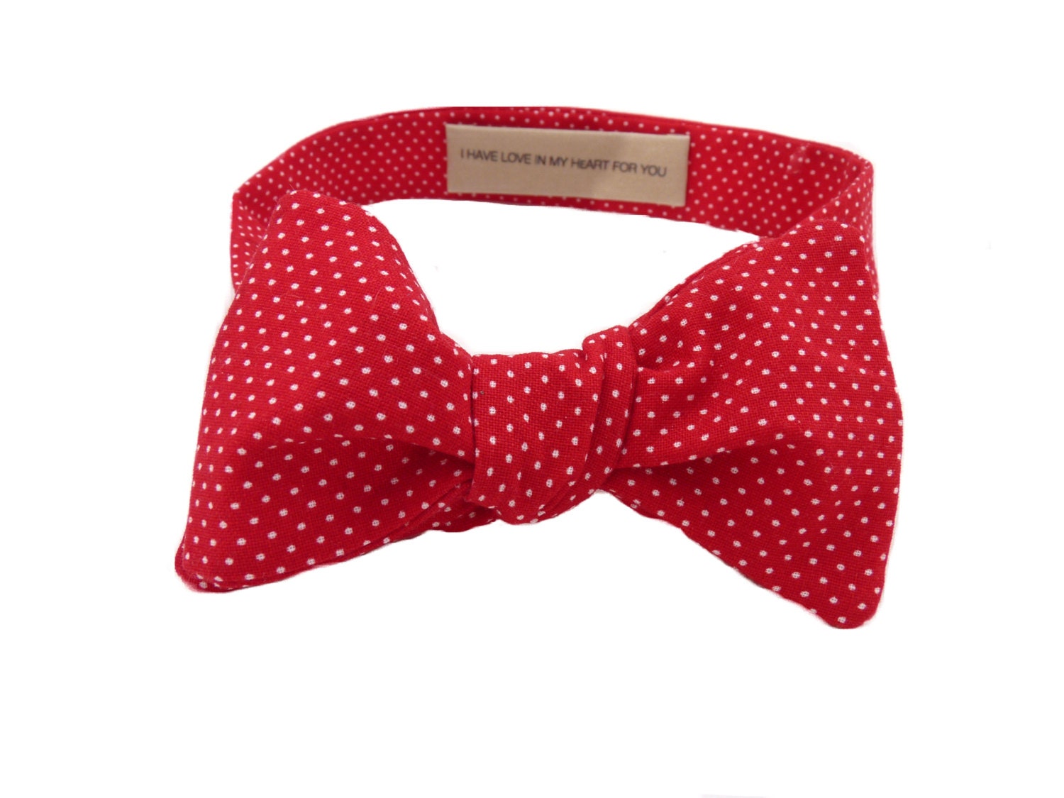 Custom Bow Tie/Bowtie Red & White Polka Dot With Your Own Personalized Date // Initials // Phrase