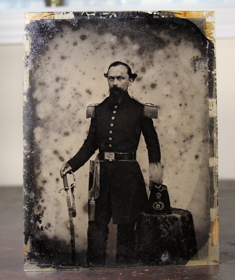 1850s Ambrotype Photo of Antebellum Armed Militia Soldier / Officer