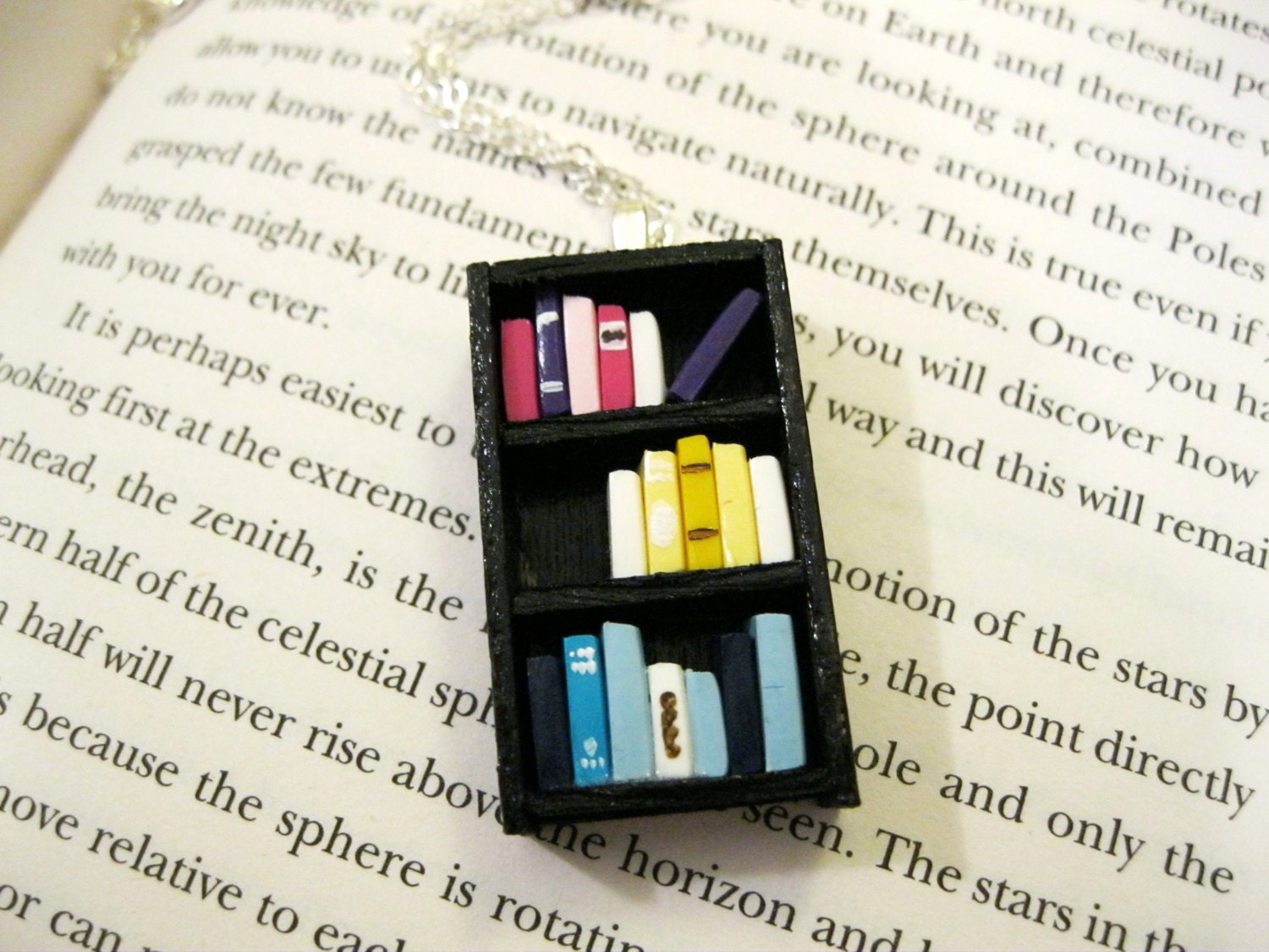 Modern Minimalist Bookshelf Necklace - Book Jewelry by Coryographies (Made to Order)